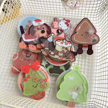 Suport de birou cu design desen animat gingerbread bărbat și brad de Crăciun, din plastic