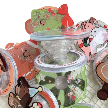 Suport de birou cu design desen animat gingerbread bărbat și brad de Crăciun, din plastic