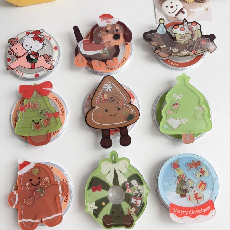 Suport de birou cu design desen animat gingerbread bărbat și brad de Crăciun, din plastic
