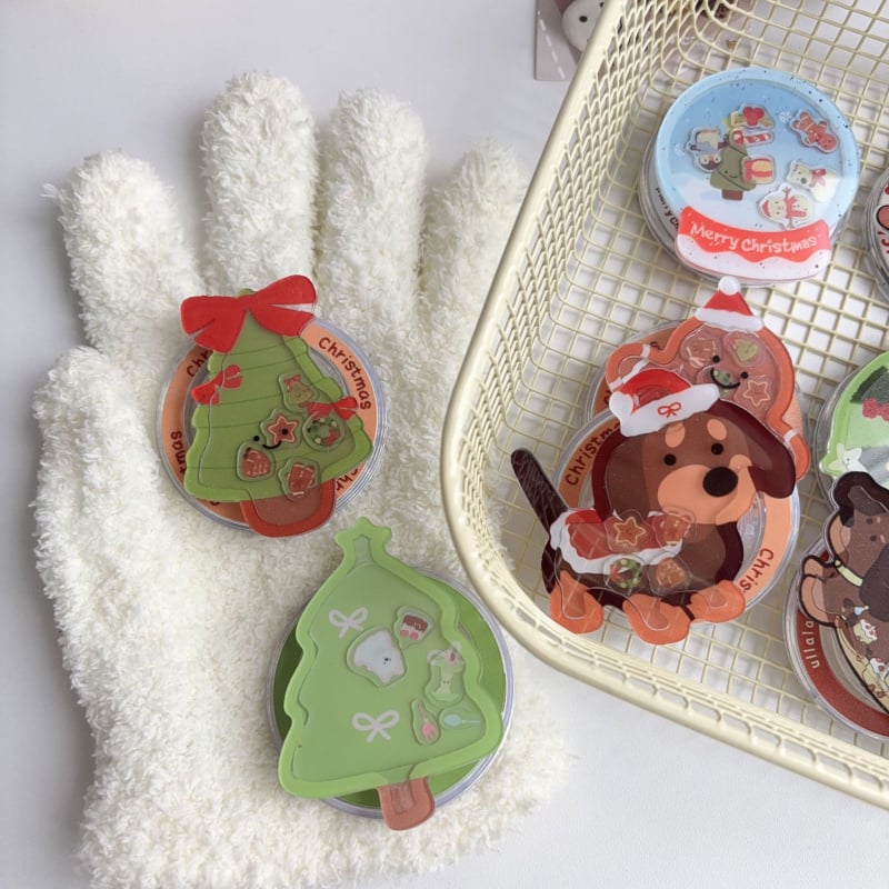 Suport de birou cu design desen animat gingerbread bărbat și brad de Crăciun, din plastic