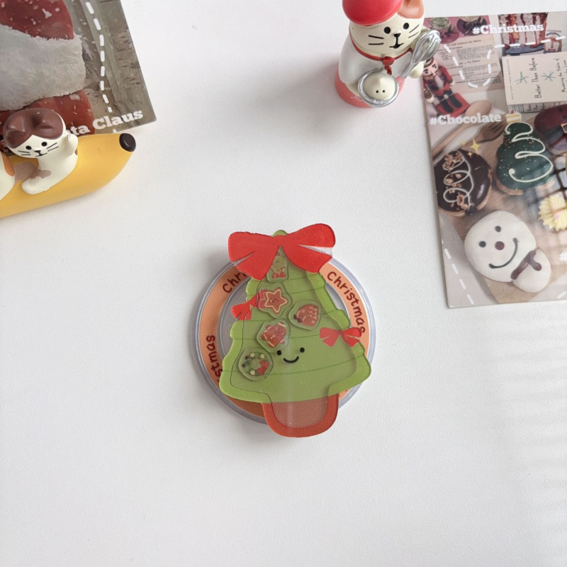 Suport de birou cu design desen animat gingerbread bărbat și brad de Crăciun, din plastic