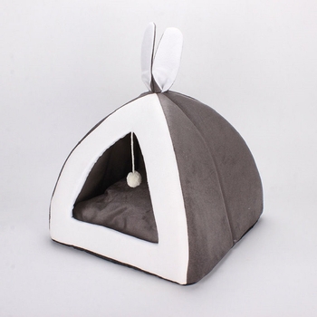 Φωλιά κατοικίδιων - τρίγωνο με σχέδιο αυτιών λαγού για σκύλους, από ύφασμα, ημι-κλειστή, ζεστή το φθινόπωρο και τον χειμώνα