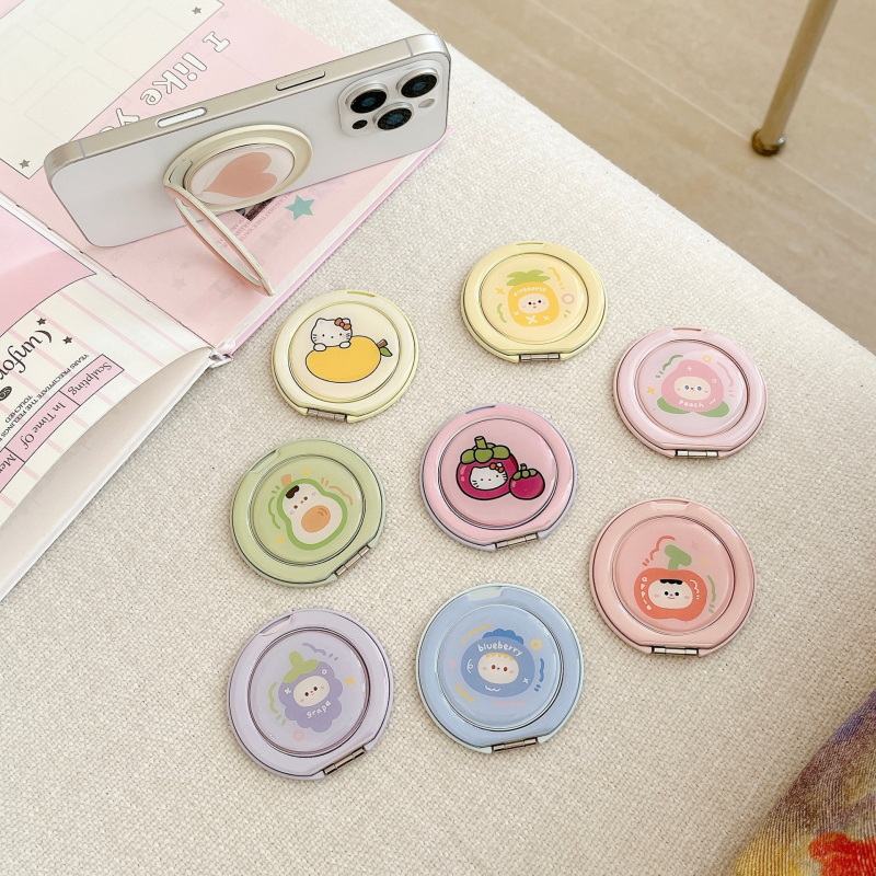 Prsteňový držiak na telefón z akrylu, 360° otáčanie, dizajn ovocia z živice, DIY, karikatúrny štýl