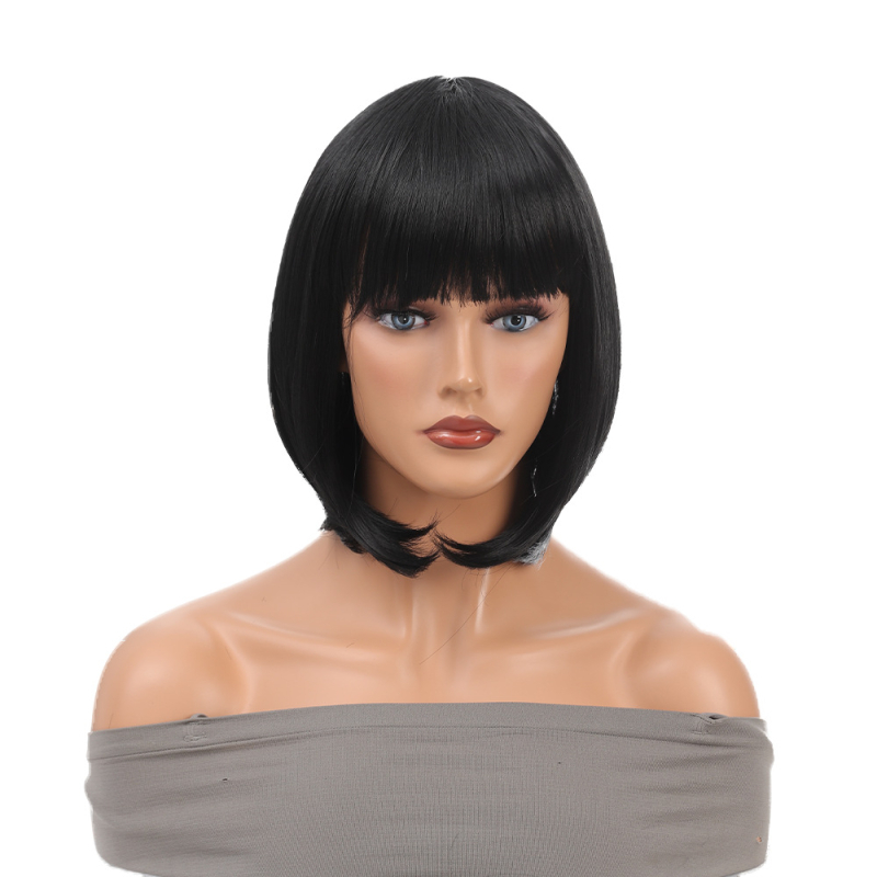 Ženska kratka bob perika od termički otpornih sintetičkih vlasi, konstrukcija s mehanizmom, modeli DM36/DM62/DM69/DM70/DM84/DM107/DM138/DM155, pogodna za bilo koju nijansu kože i oblik lica, nije pogodna za vruće bojanje.