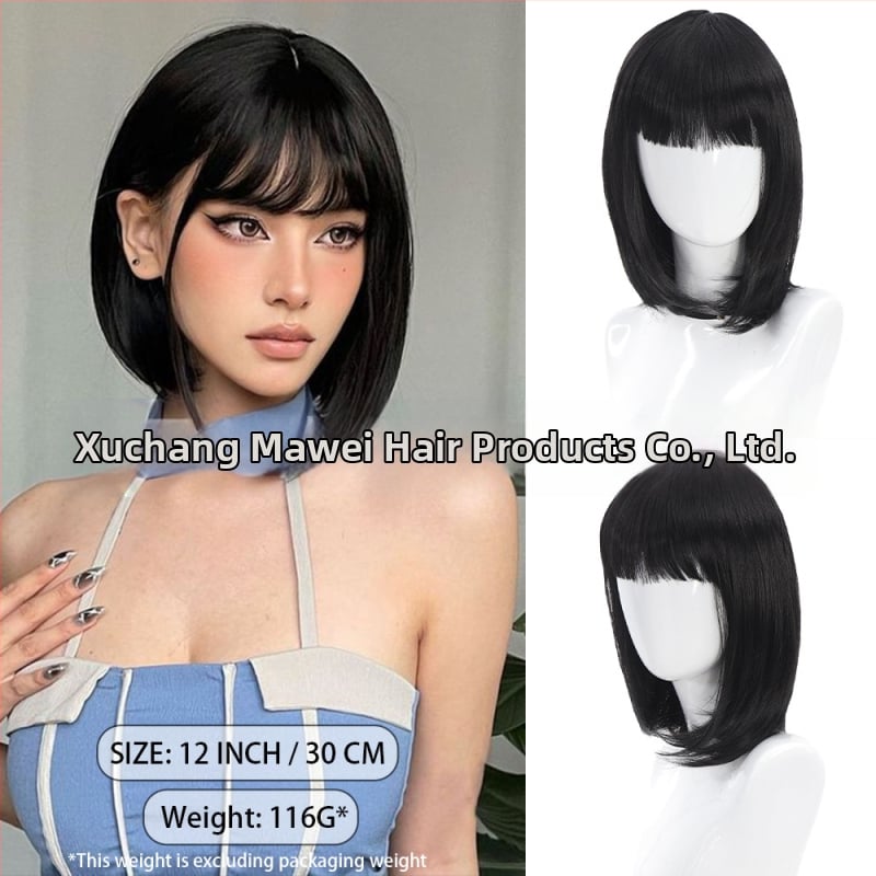 Ženska kratka bob perika od termički otpornih sintetičkih vlasi, konstrukcija s mehanizmom, modeli DM36/DM62/DM69/DM70/DM84/DM107/DM138/DM155, pogodna za bilo koju nijansu kože i oblik lica, nije pogodna za vruće bojanje.