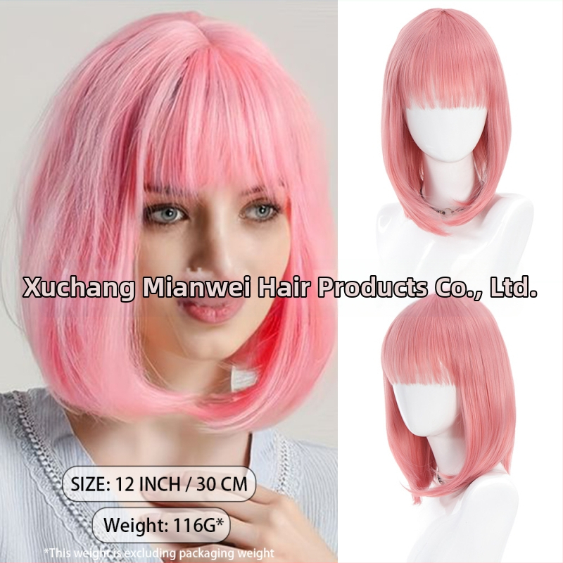 Ženska kratka bob perika od termički otpornih sintetičkih vlasi, konstrukcija s mehanizmom, modeli DM36/DM62/DM69/DM70/DM84/DM107/DM138/DM155, pogodna za bilo koju nijansu kože i oblik lica, nije pogodna za vruće bojanje.