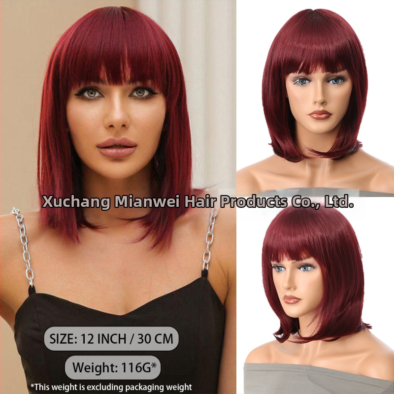 Ženska kratka bob perika od termički otpornih sintetičkih vlasi, konstrukcija s mehanizmom, modeli DM36/DM62/DM69/DM70/DM84/DM107/DM138/DM155, pogodna za bilo koju nijansu kože i oblik lica, nije pogodna za vruće bojanje.