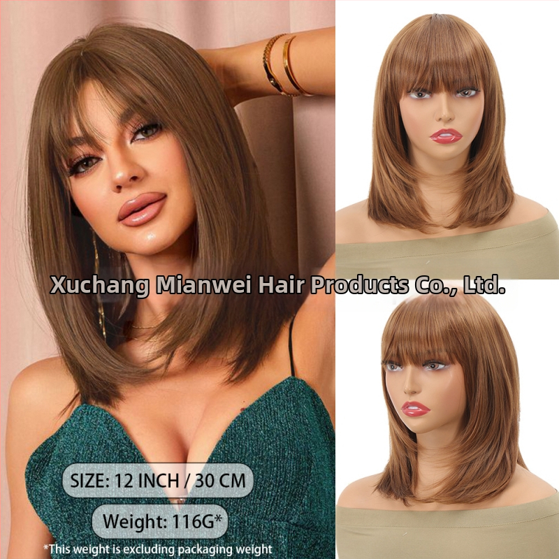 Ženska kratka bob perika od termički otpornih sintetičkih vlasi, konstrukcija s mehanizmom, modeli DM36/DM62/DM69/DM70/DM84/DM107/DM138/DM155, pogodna za bilo koju nijansu kože i oblik lica, nije pogodna za vruće bojanje.