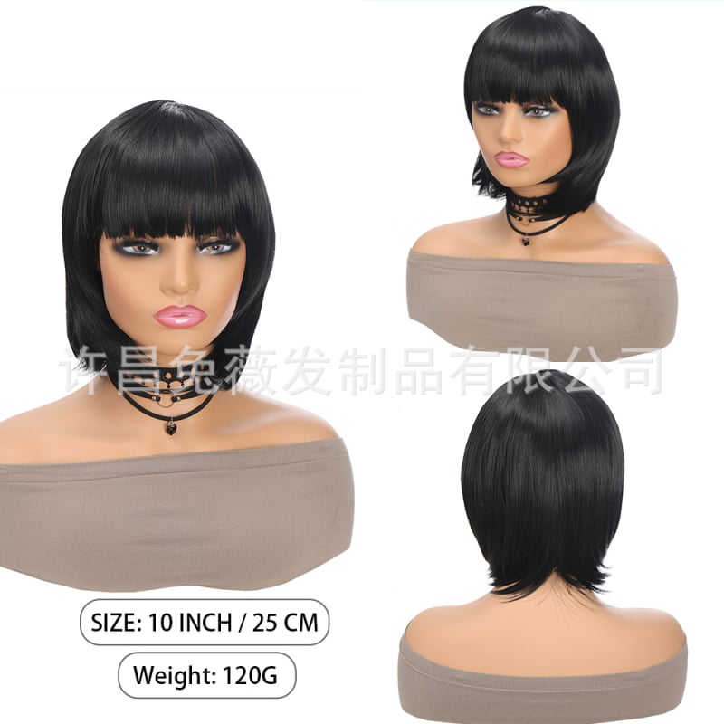 Ženska kratka bob perika od termički otpornih sintetičkih vlasi, konstrukcija s mehanizmom, modeli DM36/DM62/DM69/DM70/DM84/DM107/DM138/DM155, pogodna za bilo koju nijansu kože i oblik lica, nije pogodna za vruće bojanje.