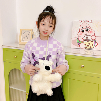 Τσάντα crossbody με λούτρινο σκύλο: κοντό plush, γέμισμα PP βαμβάκι, πολυεστερικό ύφασμα, δυνατότητα παραμετροποίησης