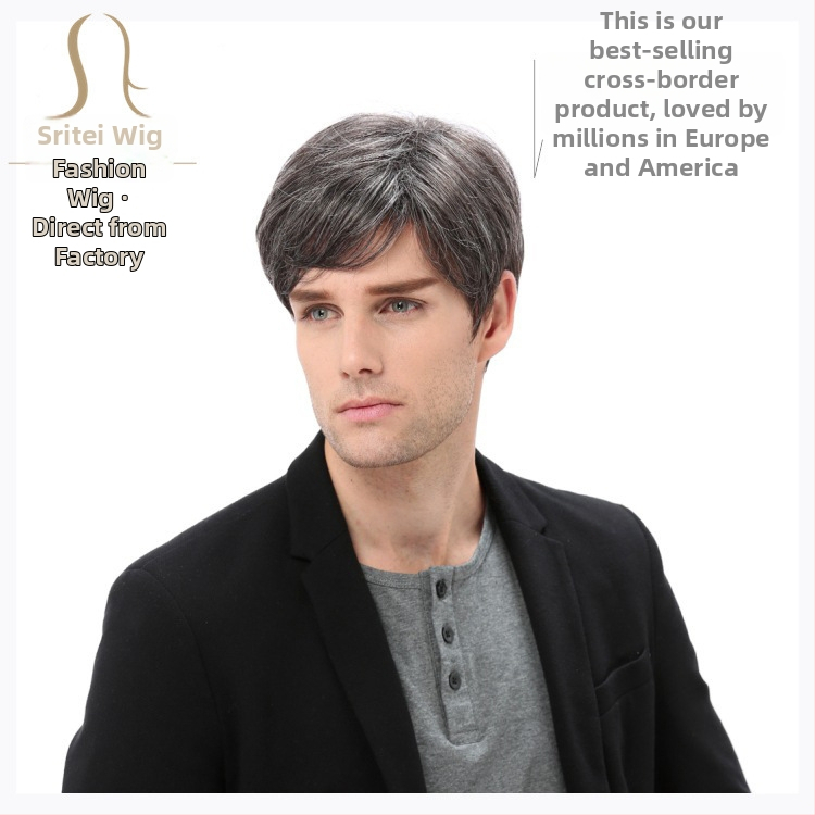 Muška sintetička perika GF-W1865 #34, naklonjene fringe, Cas/Kani Cullen materijal kose, kratka kovrčava frizura