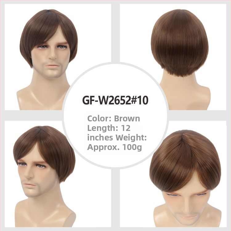 Muška sintetička perika GF-W1865 #34, naklonjene fringe, Cas/Kani Cullen materijal kose, kratka kovrčava frizura