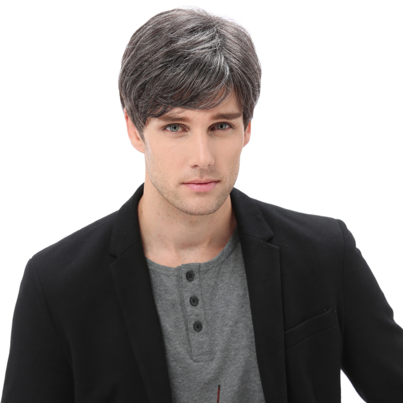 Muška sintetička perika GF-W1865 #34, naklonjene fringe, Cas/Kani Cullen materijal kose, kratka kovrčava frizura