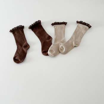 ChocoBerry dječje bezšivne čarape s čipkom, srednji tubus, 90% pamuk, 12–14 igala/3 cm