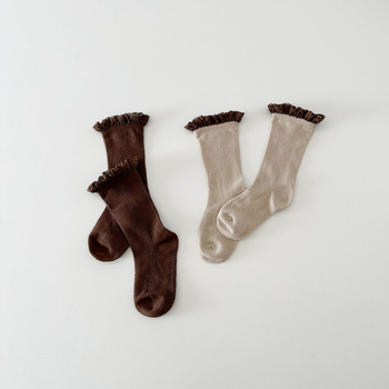 ChocoBerry dječje bezšivne čarape s čipkom, srednji tubus, 90% pamuk, 12–14 igala/3 cm