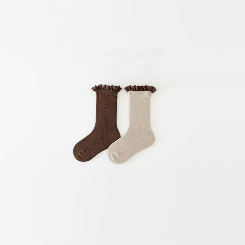 ChocoBerry dječje bezšivne čarape s čipkom, srednji tubus, 90% pamuk, 12–14 igala/3 cm