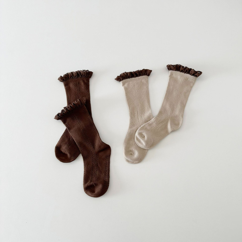 ChocoBerry dječje bezšivne čarape s čipkom, srednji tubus, 90% pamuk, 12–14 igala/3 cm