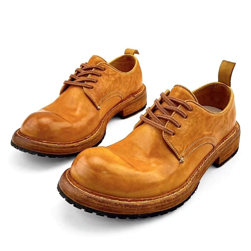 Muške kožne cipele s Goodyear welt od konjske kože, prozračne, retro stil, debeli potpetica 3–5 cm