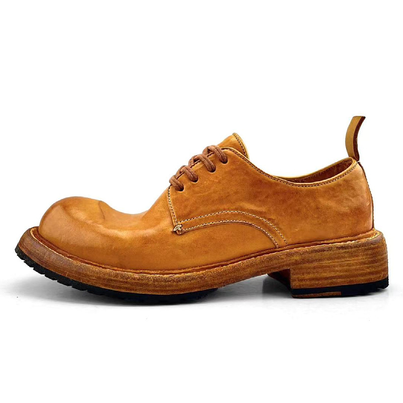 Muške kožne cipele s Goodyear welt od konjske kože, prozračne, retro stil, debeli potpetica 3–5 cm