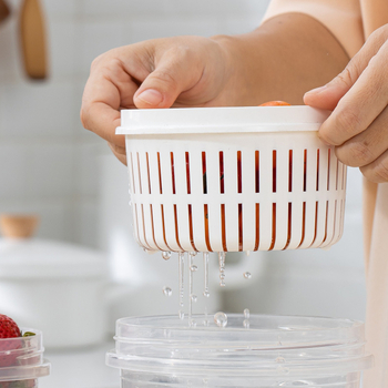Plastična okrugla kutija za čuvanje hrane s dreniranjem, za voće, češnjak i kriške đumbira, 800–1000 ml