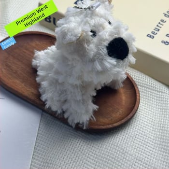 Λούτρινο γούρι κλειδιών με Γουέστ Χάιλαντ Ουάιτ Τεριέ, πολύ απαλό κοντό ύφασμα, γέμισμα PP βαμβάκι, κατάλληλο για 14+ ετών