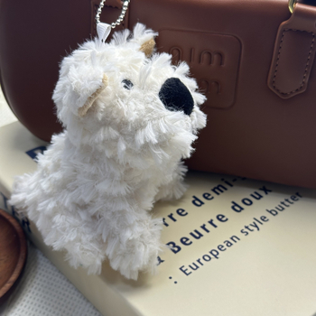 Λούτρινο γούρι κλειδιών με Γουέστ Χάιλαντ Ουάιτ Τεριέ, πολύ απαλό κοντό ύφασμα, γέμισμα PP βαμβάκι, κατάλληλο για 14+ ετών