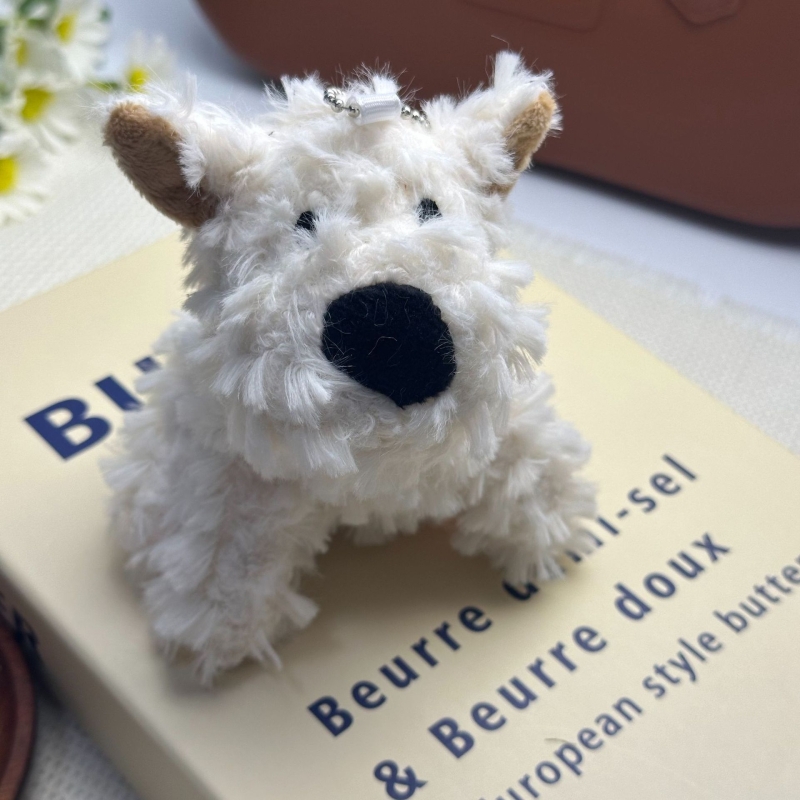 Λούτρινο γούρι κλειδιών με Γουέστ Χάιλαντ Ουάιτ Τεριέ, πολύ απαλό κοντό ύφασμα, γέμισμα PP βαμβάκι, κατάλληλο για 14+ ετών