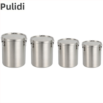 Pridy Kontajner na krmivo pre domáce zvieratá z nehrdzavejúcej ocele 304, vzduchotesný uzáver, kapacita 520–2500 ml
