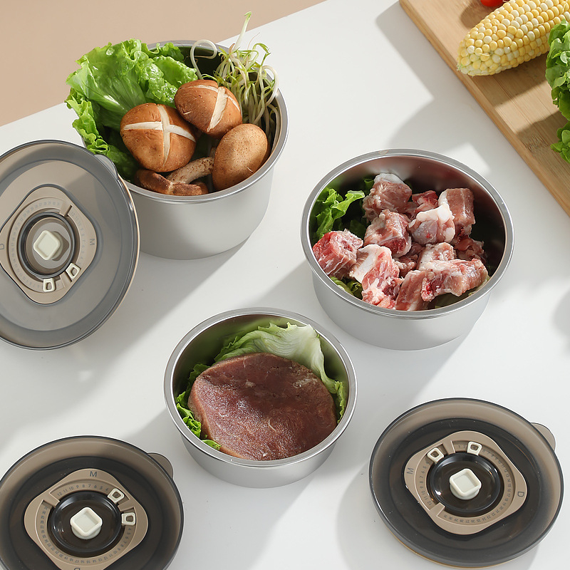 Κουτί φαγητού από 304 ανοξείδωτο ατσάλι, στρογγυλό, χωρητικότητας 800–1000 ml, φορητό και αεροστεγές