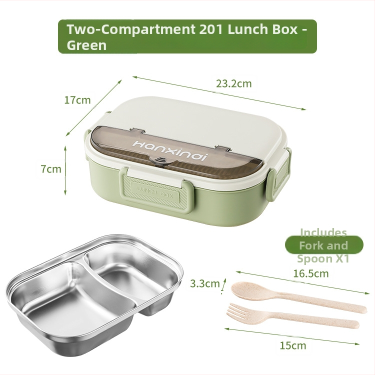 Κουτί φαγητού από ανοξείδωτο ατσάλι με διαμερίσματα, μονωμένο, κατάλληλο για φούρνο μικροκυμάτων, 800–1000 ml