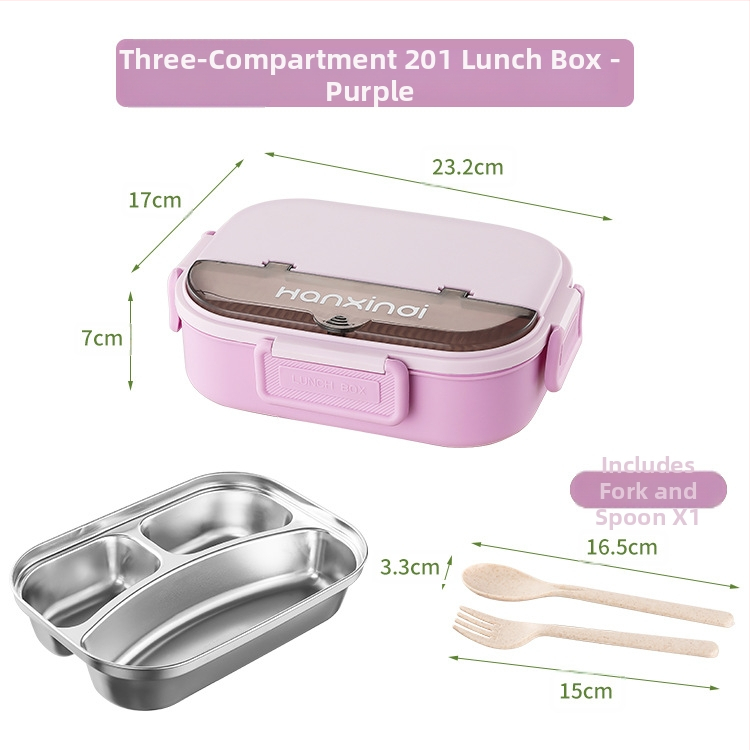 Κουτί φαγητού από ανοξείδωτο ατσάλι με διαμερίσματα, μονωμένο, κατάλληλο για φούρνο μικροκυμάτων, 800–1000 ml