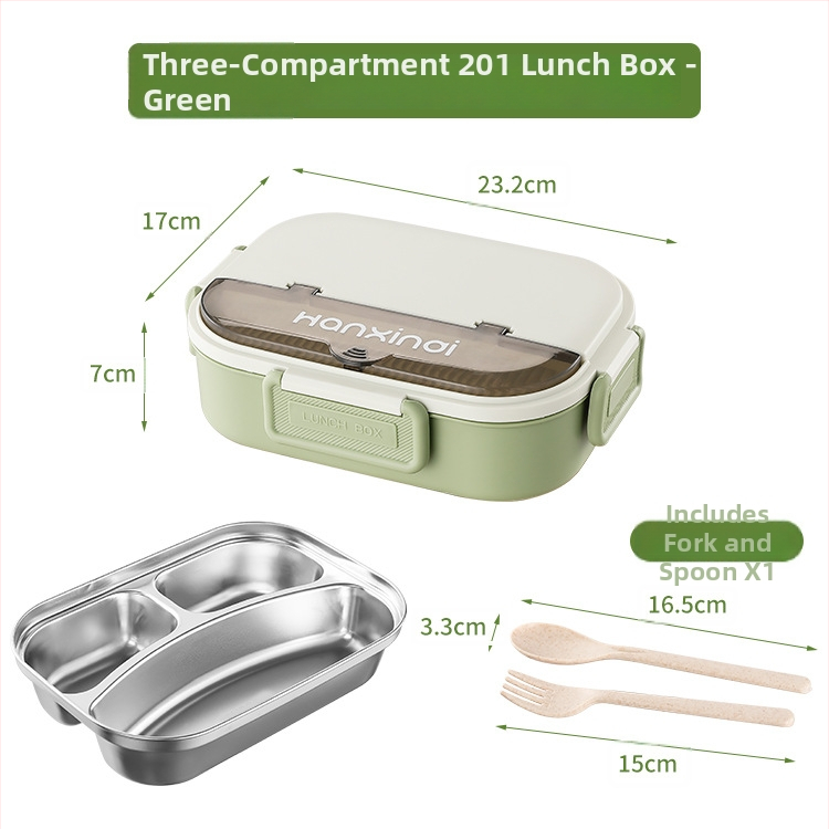 Κουτί φαγητού από ανοξείδωτο ατσάλι με διαμερίσματα, μονωμένο, κατάλληλο για φούρνο μικροκυμάτων, 800–1000 ml