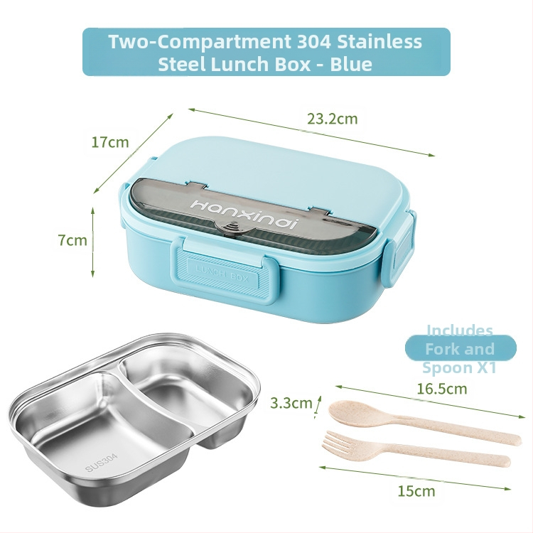 Κουτί φαγητού από ανοξείδωτο ατσάλι με διαμερίσματα, μονωμένο, κατάλληλο για φούρνο μικροκυμάτων, 800–1000 ml