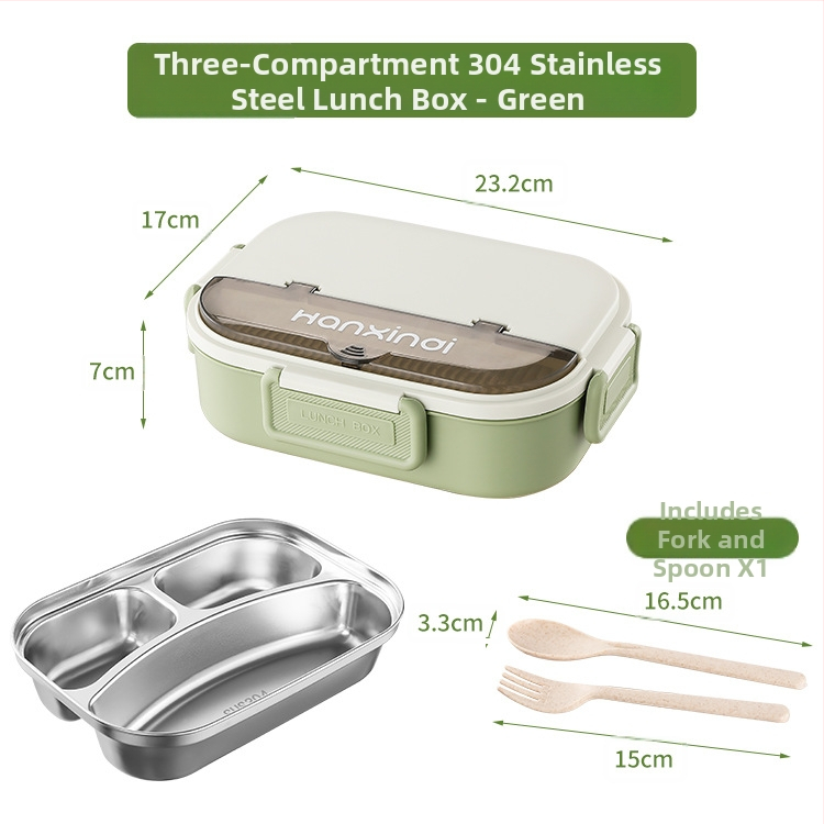 Κουτί φαγητού από ανοξείδωτο ατσάλι με διαμερίσματα, μονωμένο, κατάλληλο για φούρνο μικροκυμάτων, 800–1000 ml