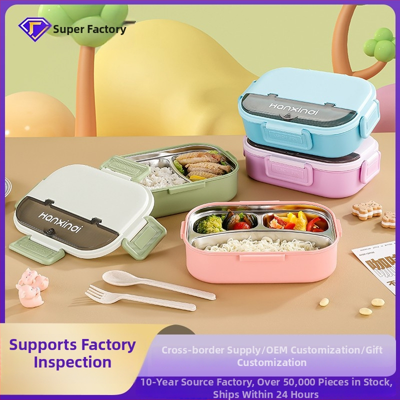 Κουτί φαγητού από ανοξείδωτο ατσάλι με διαμερίσματα, μονωμένο, κατάλληλο για φούρνο μικροκυμάτων, 800–1000 ml