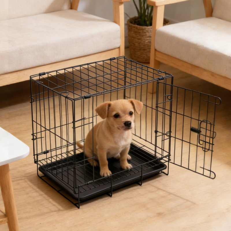 Μεταλλικό κλουβί σκύλου για εσωτερική χρήση με ενίσχυση και δίσκο τουαλέτας για μικρά έως μεσαία σκυλιά