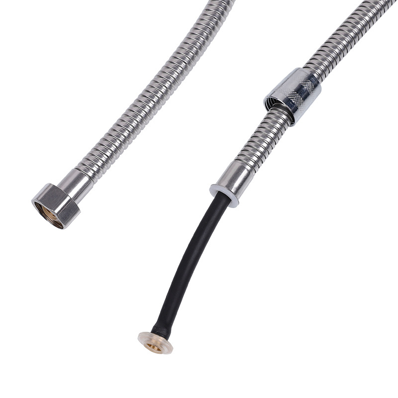 Furtun de duș din oțel inoxidabil – model: tub de duș cu exterior din oțel inoxidabil; presiune nominală: 7; temperatură de funcționare: 50°C; instalare: conectare; stil: modern minimalist