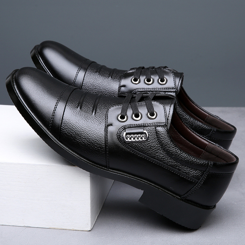 Muške kožne slip-on cipele, vamp od kravljeg kože, gumena potplata, niski gornji dio, otporne na habanje, poslovni stil