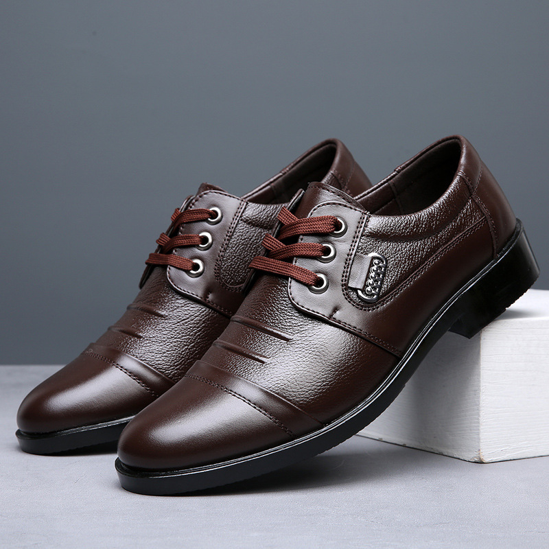 Muške kožne slip-on cipele, vamp od kravljeg kože, gumena potplata, niski gornji dio, otporne na habanje, poslovni stil