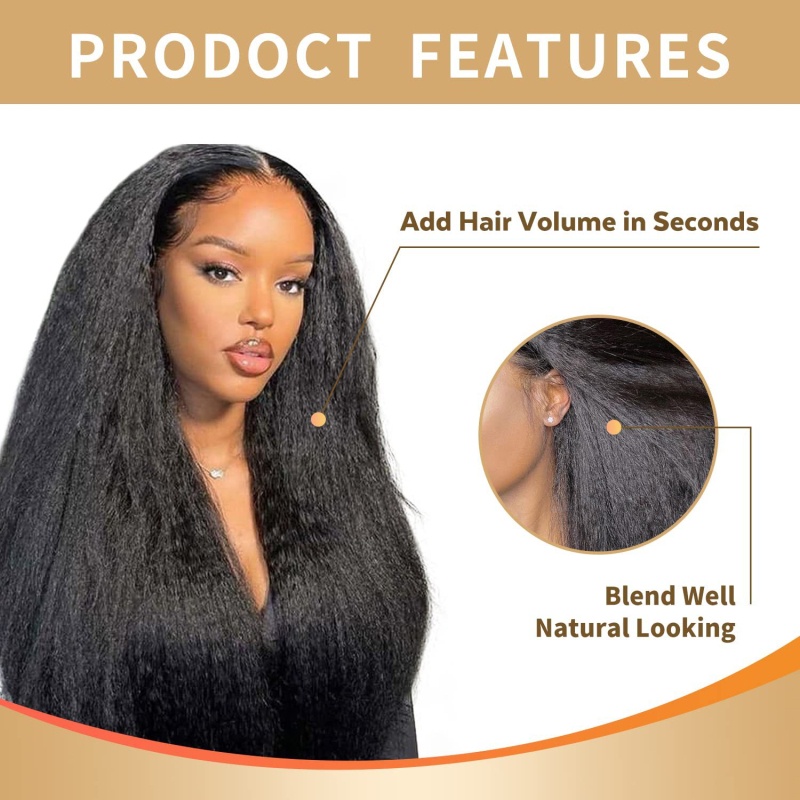 Perika Yaki Kinky Straight, 7-dijelni set Card Hair, vlakno otporno na visoke temperature, može se bojiti