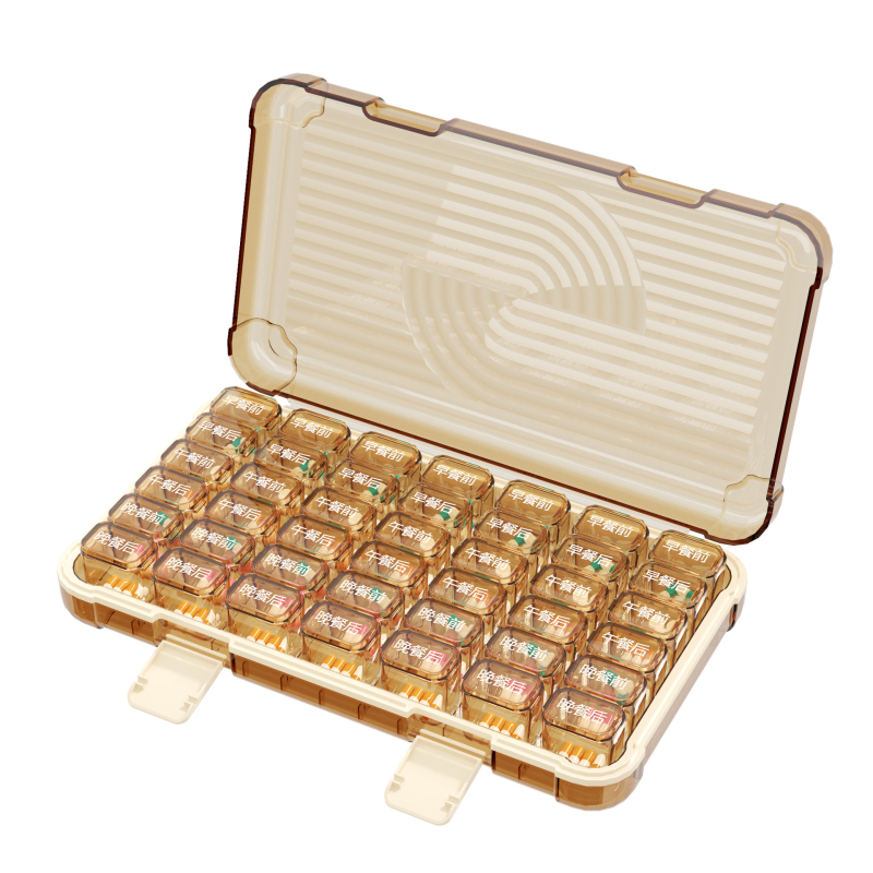 Kutija za tablete s 35/42/49 pretinaca, zatvorena, kapacitet 1 L, materijal PP/ABS/silikon.