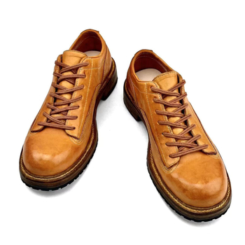 Muške cipele od konjske kože s efektom starenja, retro britanski stil, Goodyear potplat, niskog profila, visina pete 3–5 cm