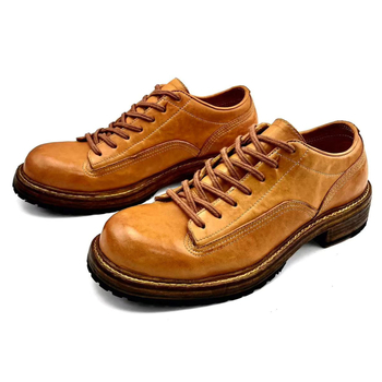 Muške cipele od konjske kože s efektom starenja, retro britanski stil, Goodyear potplat, niskog profila, visina pete 3–5 cm