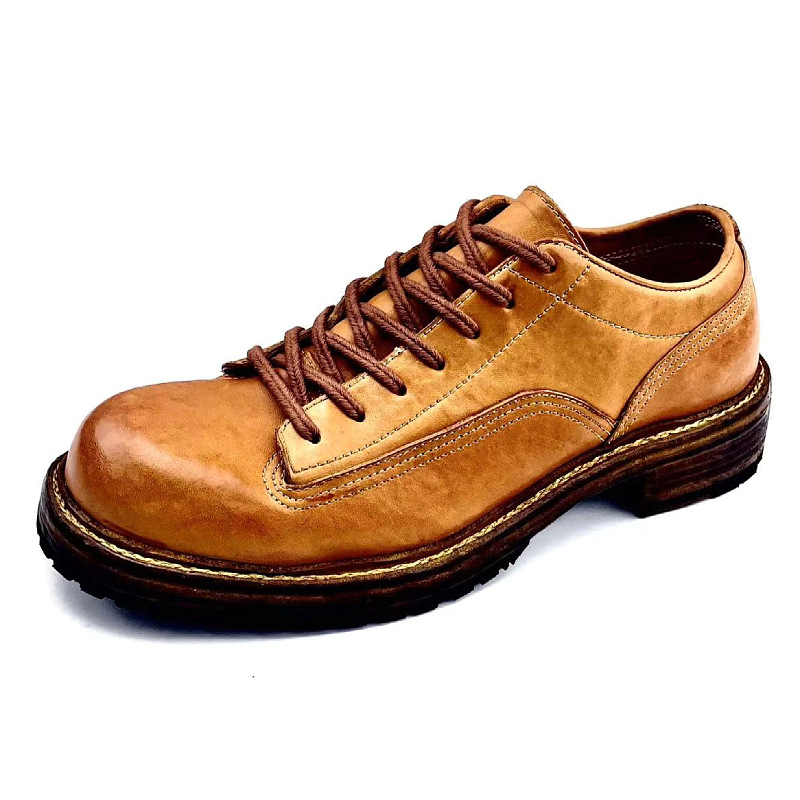 Muške cipele od konjske kože s efektom starenja, retro britanski stil, Goodyear potplat, niskog profila, visina pete 3–5 cm