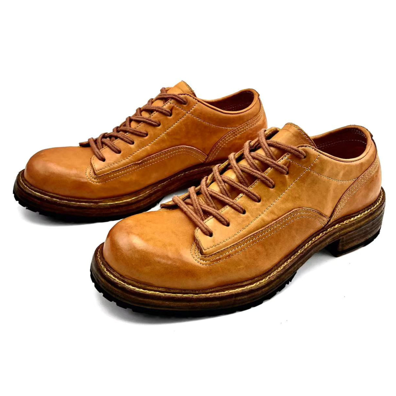 Muške cipele od konjske kože s efektom starenja, retro britanski stil, Goodyear potplat, niskog profila, visina pete 3–5 cm