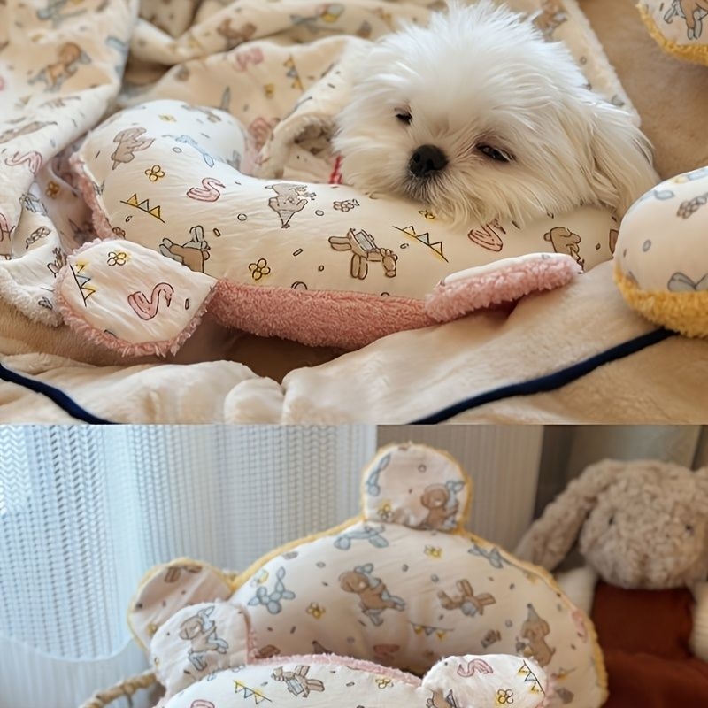 Κουβέρτα σκύλου με εκτύπωση, σουέντ, αναπνεύσιμη και ζεστή, πλένεται, κατάλληλη για μικρόσωμους, μικρούς και μεσαίου μεγέθους σκύλους, όλες οι εποχές