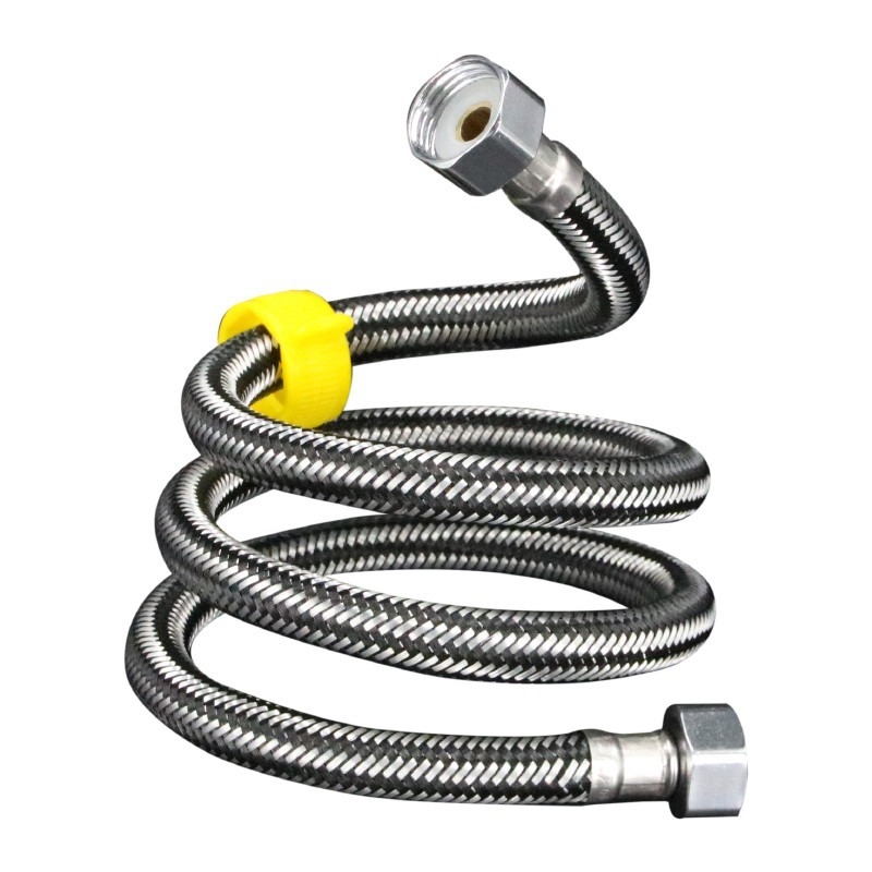 Неръждаем стоманен оплетен шланг, резбово свързване, модел 1225, номинално налягане 0,6 MPa, диапазон на работа 0–100 °C, за вход към тоалетна и бойлер