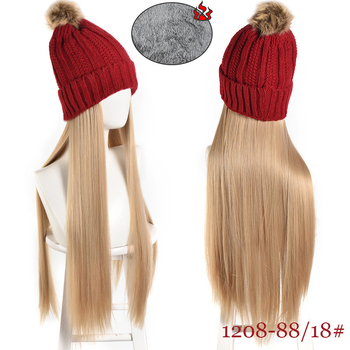 Jednodijelna pletena beret-perika s dugom ravnom kosom i bočnim kosim šiškama, visokotemperaturna žica, mehanička obrada, model dm324