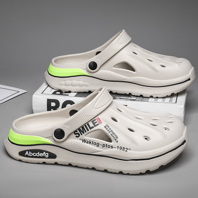 Férfi EVA Crocs-stílusú zárt orrú strandpapucs, EVA felsőrész és talp, lélegző, csúszásmentes, vezetéshez és szabadtéri tevékenységekhez