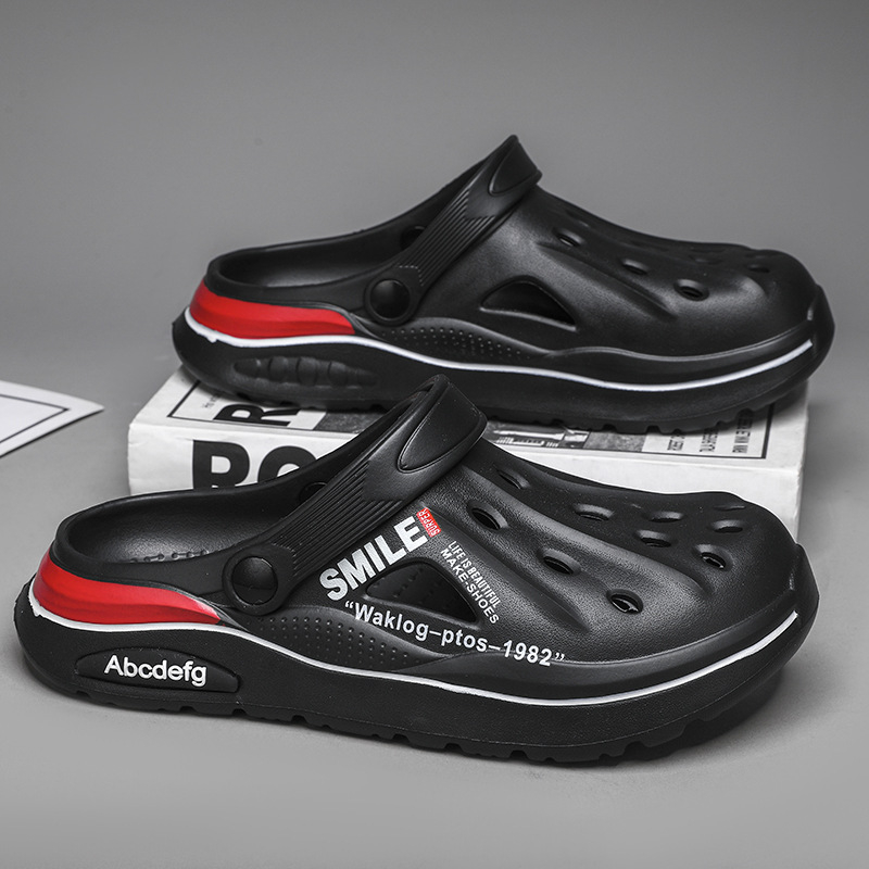 Férfi EVA Crocs-stílusú zárt orrú strandpapucs, EVA felsőrész és talp, lélegző, csúszásmentes, vezetéshez és szabadtéri tevékenységekhez